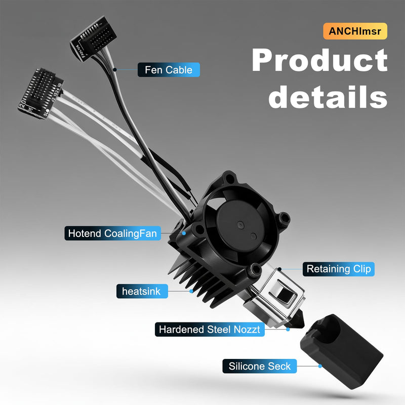 P1 Series Hotend Kit, Complete Assembly for Bamboo Lab P1P, P1S 3D Printers, 0.4 mm Hardened-Steel Nozzle, Ceramic Heater, Thermistor, Fan and Extruder Heating Block Replacement P1 Series Hotend Kit