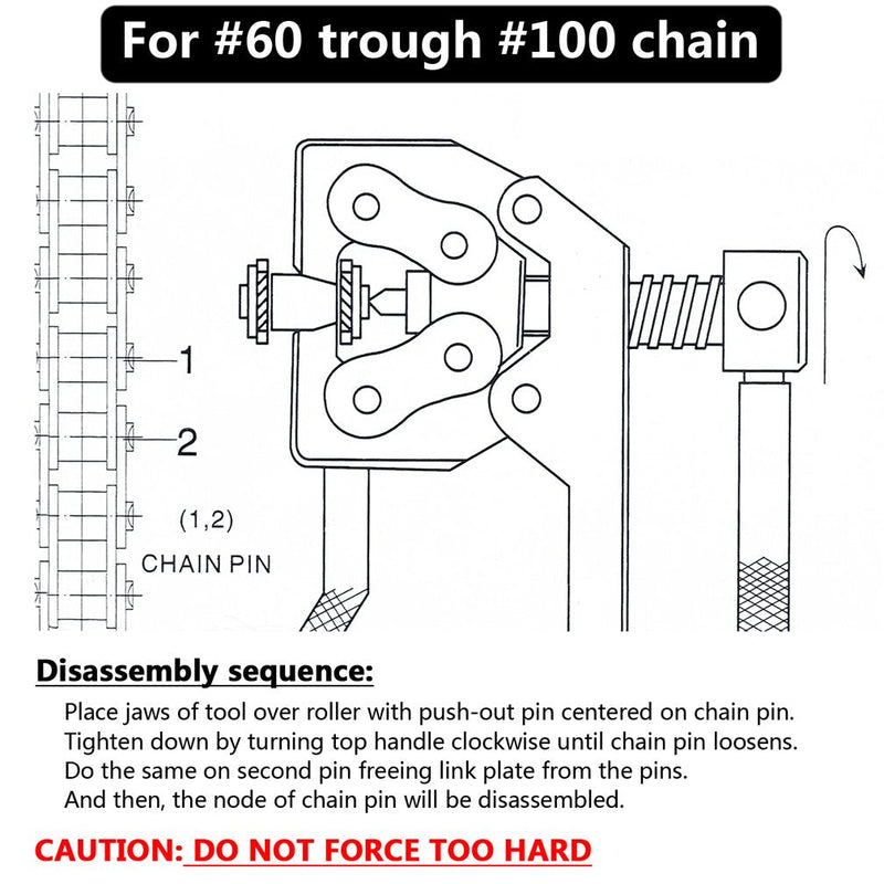 [Australia - AusPower] - #60-100 Roller Chain Breaker Splitter Detacher Cutter Tool for 60 80 100 12B 16B 20B C2040 C2042 C2050 C2052 A2040 A2050 Roller Chain Fit for Motorcycle Bicycle Go Kart ATV Chains Replacing 