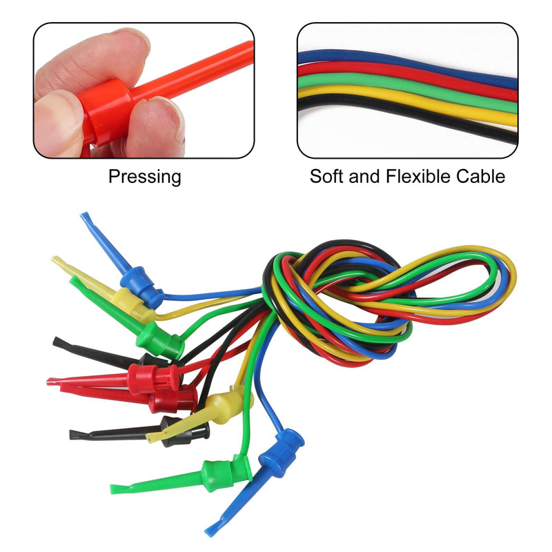 10PCS Silicone Test Leads Test Hook to Test Hook Test Cables Wires Dual IC Test Hooks Clips for Electronic Component, Testing Connecting