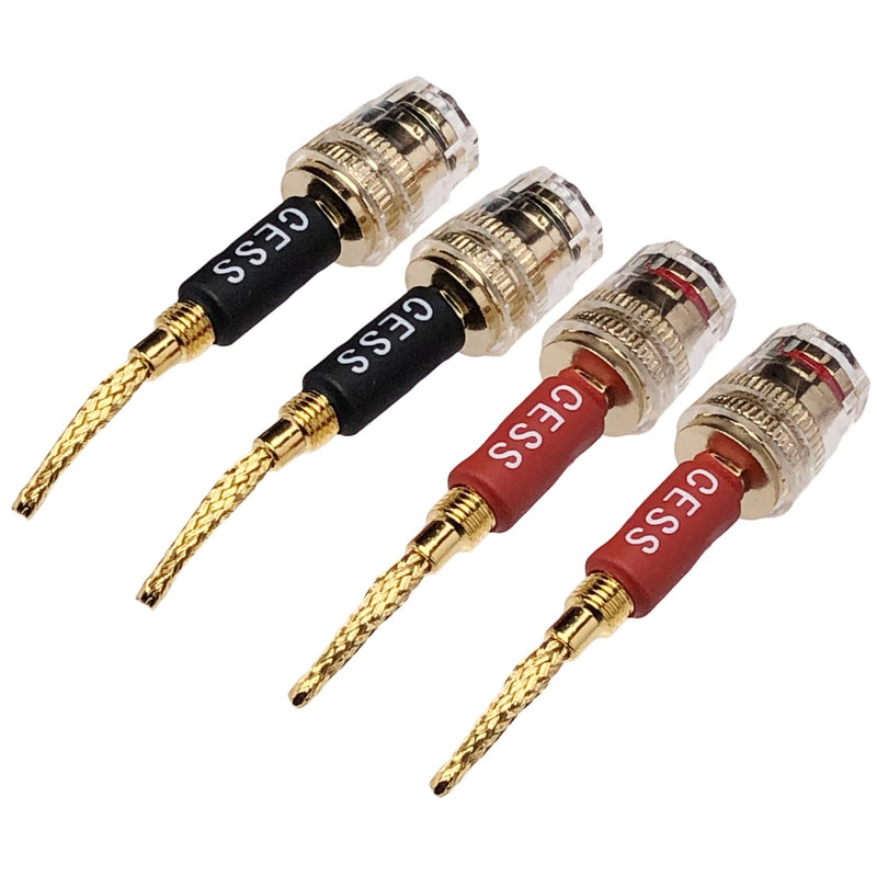 [Australia - AusPower] - CESS-220 Pin Banana Plug to 4mm Female Banana Jack/Speaker Wire, 4 Pack (Braided-Type to 4mm) Braided-type to 4mm 