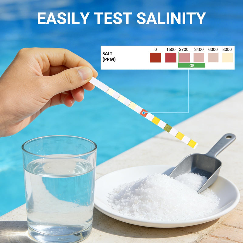 [Australia - AusPower] - 9 in 1 Pool Test Strips, 120 Total Strips, 100 8-Way Water Test Strips + 20 Copper Test Strips, Test pH, Salt, Hardness, Bromine, Alkalinity, Chlorine, Chlorine, Cyanuric Acid and Copper 9 in 1 