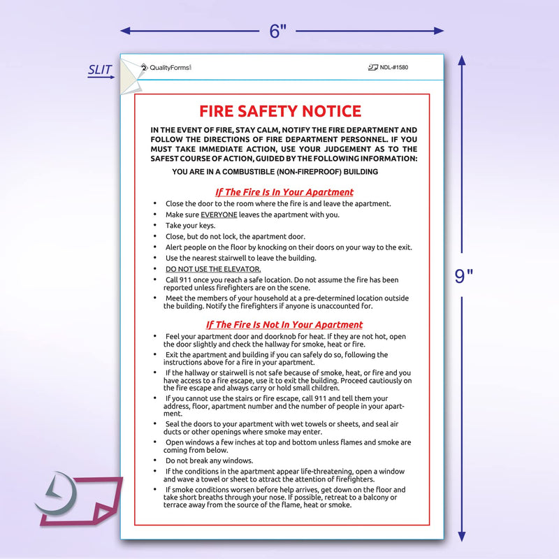 NextDayLabels - 6" x 9" Emergency Preparedness Fire Safety Notice White Vinyl Waterproof Self-Adhesive Label, Required by FDNY and NYC HPD, Pack of 10 Stickers
