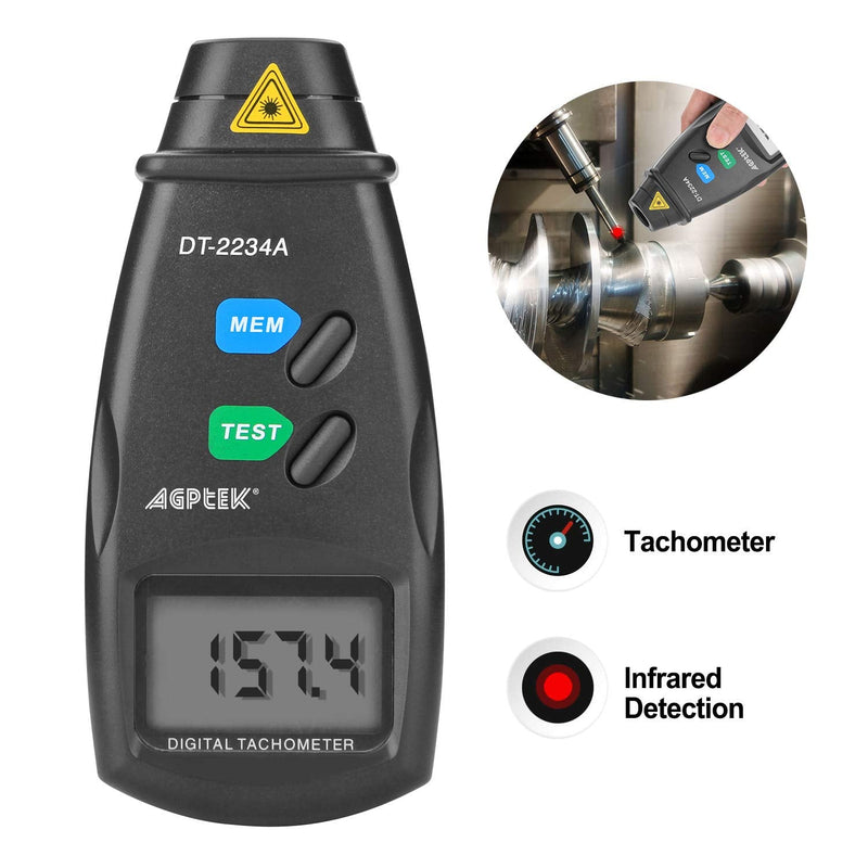 [Australia - AusPower] - FITNATE 20713A Digital Tachometer RPM Meter, Non Contact Rotation Photo, 2.5~99,999 RPM Accuracy with Batteries Included, 4 Packs of Reflective Tape, Revision Instruction 