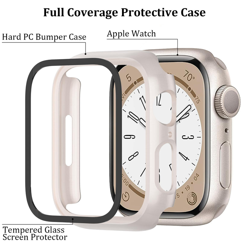 [Australia - AusPower] - 6-Pack Case Compatible with Apple Watch 40mm Series SE 2nd Gen 6 5 4 with Tempered Glass Screen Protector, QCKANLJ Ultra-Thin Hard PC Full Protective Face Cover Bumper for iWatch 40mm Black/Transparent/Pink/White/Starlight/Rose Gold 