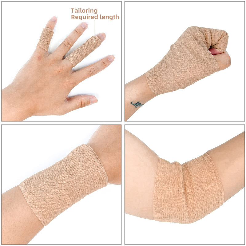 [Australia - AusPower] - [8 Pack 4" x 5 Yards] Carbou Self Adhesive Cohesive Bandage Wrap, Self Adherant Non-Woven Wrap Rolls, Atheletic Tape for Wrist, Ankle, Hand, Leg, Premium-Grade Medical Stretch Wrap Beige 8 Count (Pack of 1) 