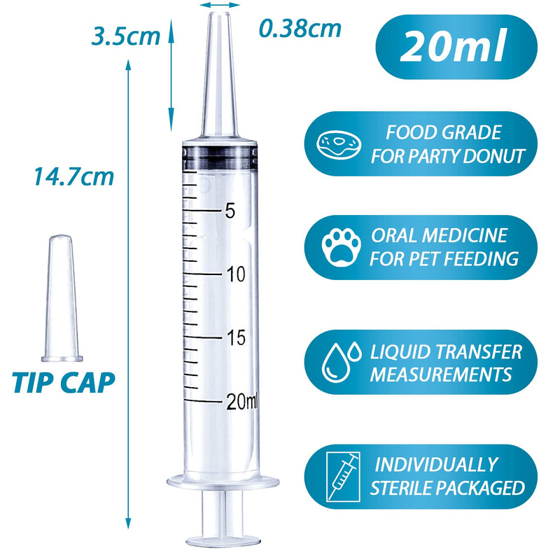[Australia - AusPower] - 20ml Syringe for Liquid, Oral, Scientific Labs, Measurement, Dispensing, with Cap- 3 Pack 20ml Syringes 20 ml 