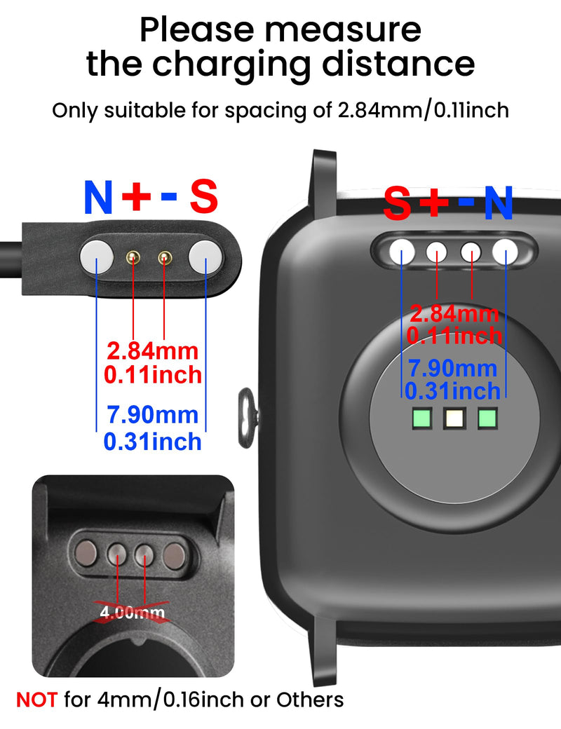[Australia - AusPower] - Smart Watch Charger for Skg Letsfit Cubitt Yamay Willful Fitpolo Tozo Wyze Umidigi Blackview 3.3Ft USB Magnetic Charging Cable Cord for Umidigi Uwatch 3S 3 2 2S Urun Smartwatch 