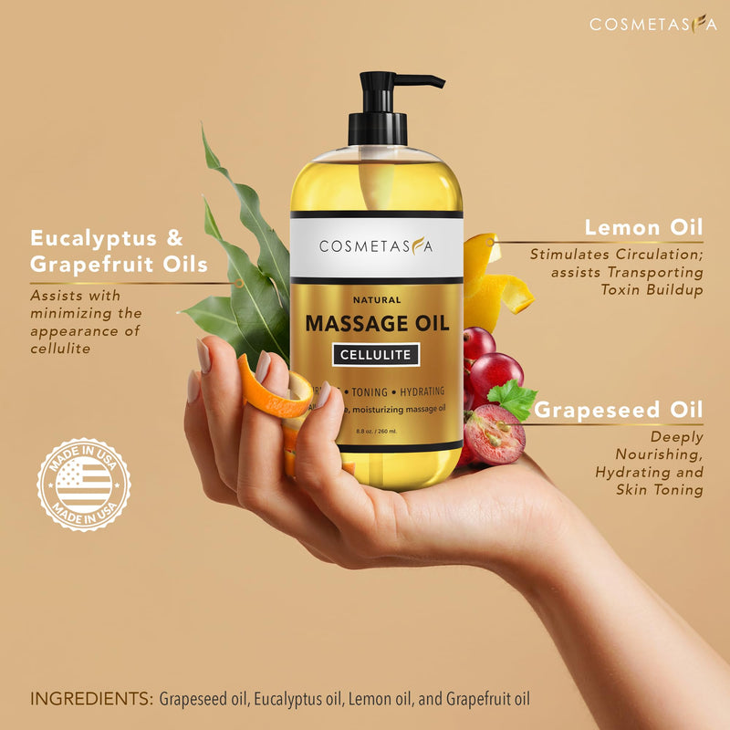 [Australia - AusPower] - Cellulite Massage Oil, Gel & Mitt - Natural Hot Cream Massage Gel, Oil & Massager - Firm, Tone, Tighten & Moisturize Skin. Soothes Muscles (8.8 oz.) Hot Cream, Cellulite, & Scrub 8.8 Fl Oz (Pack of 2) 