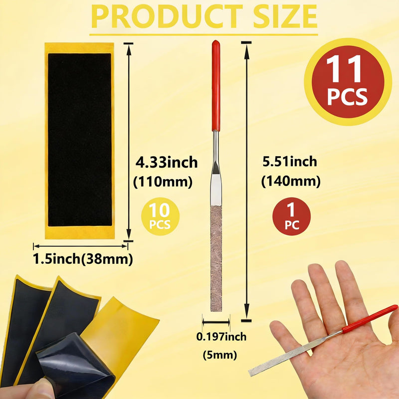 TOMULE 10 Pcs Black Fingerboard Grip Tape 1.5x4.3in and 5.5in File for Skateboard Scooter Accessories, Professional Grip for Performance, Easy Apply Shape Polish for Fingerboard Obstacles Rails Decks