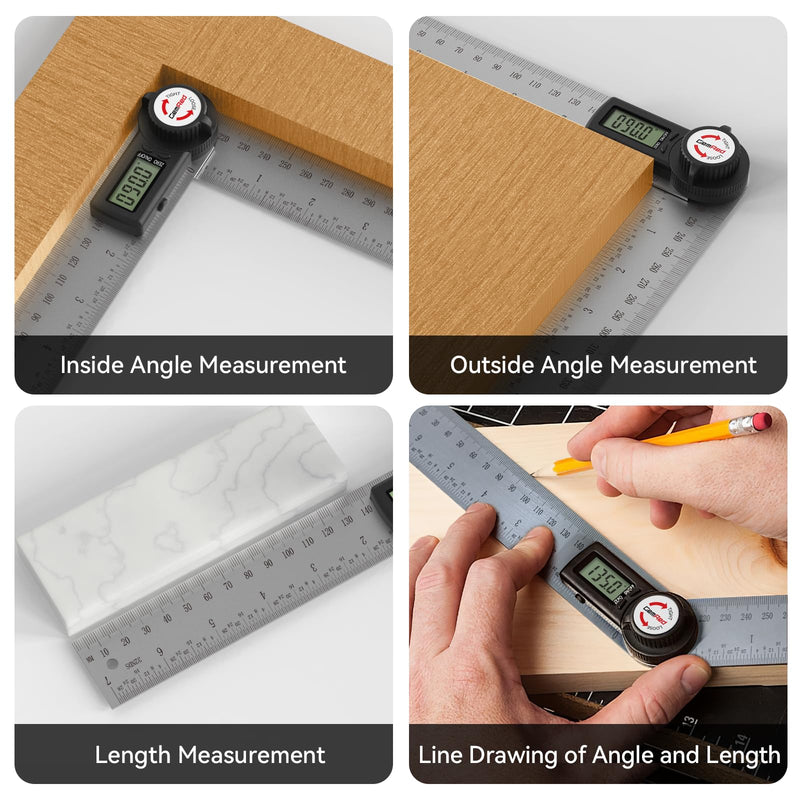GemRed Gemred 82305 Digital Angle Finder 7-Inch Protractor Stainless Steel