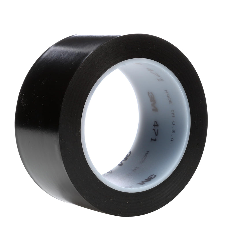3M Vinyl Tape 471, 2 in x 36 yd, Black, 1 Roll, Paint Alternative for Floor Marking, Social Distancing, Color Coding, Safety Marking