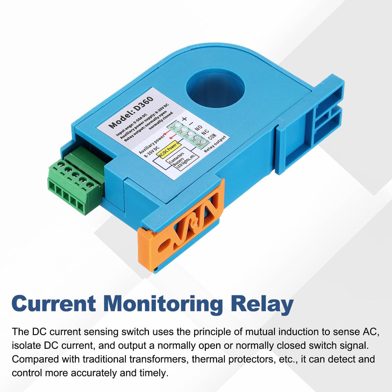 MECCANIXITY Miniature Current Switch 8-35V 0-50A DC Current Sensing Switch Sensor Monitoring Relay Adjustable Normally Open/Normally Close, D360