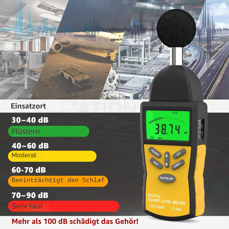 Decibel Meter, Sound Level Meter 882A Portable 30-130dB Noise Meter with 5-Digit LCD Display, DBA/DBC Rating, MAX/MIN, Data Hold, Quick/Slow Selection for Sound Quality Control Gc-882a