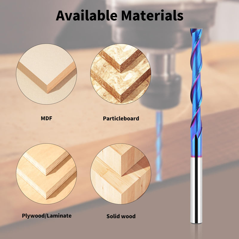 [Australia - AusPower] - Extra Long 4 Inch Upcut Spiral Router Bit 1/4 Inch Shank, 1/4 Inch Cutting Diameter, Solid Carbide with NACO Coating CNC Router Bits End Mill for Wood Cut, Trimming, Carving 4" OVL - Up Cut 