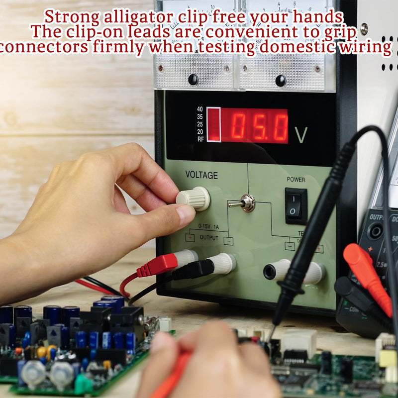 [Australia - AusPower] - 2 Pcs Multimeter Test Leads Banana Plug to Alligator Clip Cable 100cm/3.28ft 4mm 1000V Max Voltage Banana Plug for Electrical Test Jumper Wire Crocodile Clips Copper Soft Flexible Cable Wire Set 