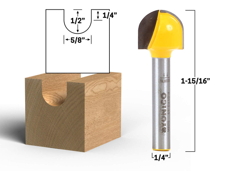 [Australia - AusPower] - YONICO 14957q 5/8-Inch Diameter Core Box Router Bit 1/4-Inch Shank 5/8" Diameter - 1/2" Length - 1/4" Shank 