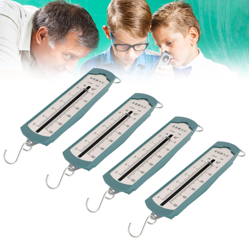 [Australia - AusPower] - Plastic Tube Spring Scale, Pack of 4 Spring Dynamometer 5N Accurate Portable Bar Force Meter for Physics Mechanical Experiment 