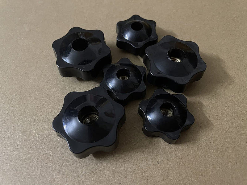 [Australia - AusPower] - 10 Pcs M5 Head Diameter 32mm Black Plastic Star Shape Head Female Thread Clamping Knob Shape Hand Knobs Nuts Grip Through Hole Nut Handle Machine Tool M5x32mm(10Pcs) 