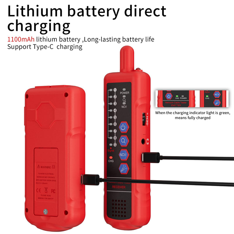 [Australia - AusPower] - U830 Network Cable Tester, Ethernet Cable Tester with PoE,NCV, Wire Tester RJ45 RJ11 CAT5 CAT6 Cable Tracker Line Finder Multifunction Wire Tracker with Earphone With NCV Function 