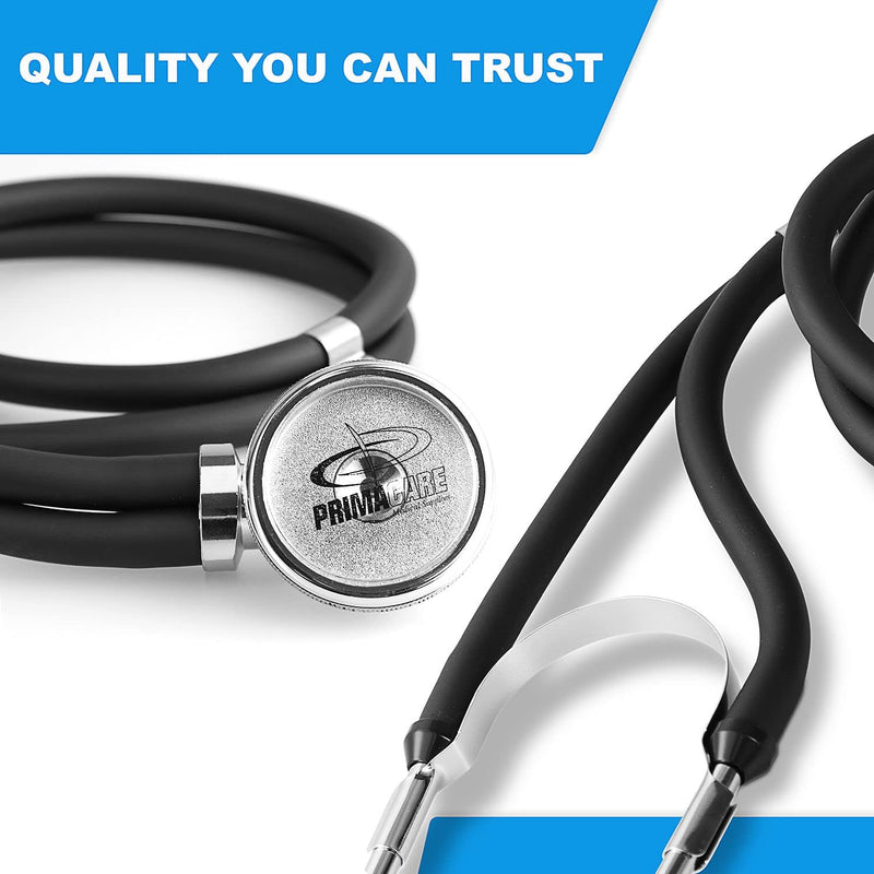 [Australia - AusPower] - Primacare DS-9298 Black Medical Clock Stethoscope with Analog Watch, 22" Tubing Convertible Regular Sprague Rappaport Stethoscopes, First Aid Emergency Essential Kits with Headset 