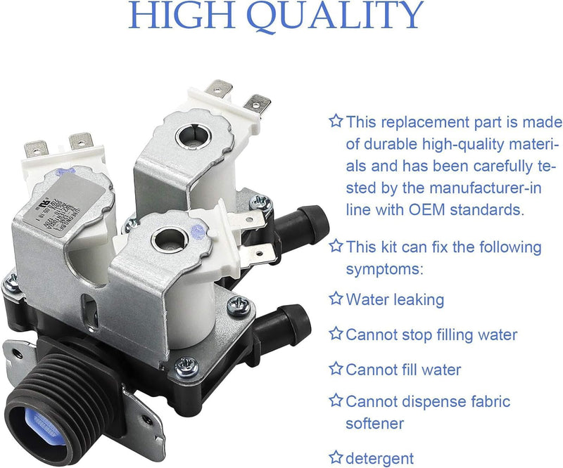 [Australia - AusPower] - 5221ER1003A 5220FR2075L Water Inlet Valve Replacement for LG Tromm & Ken.more Front Load Washers - Replaces 5221ER1003C 5221ER1003D Assembly by TOMOON 