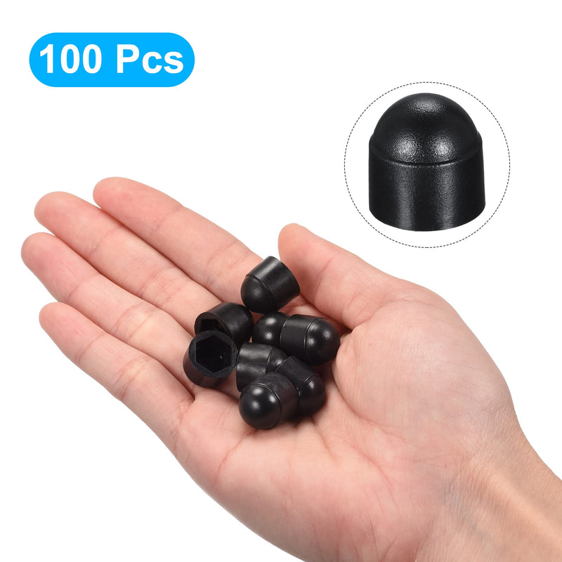 [Australia - AusPower] - uxcell Plastic Dome Nut Protection Cap Covers, M6 Nut Cover Black 100pcs 