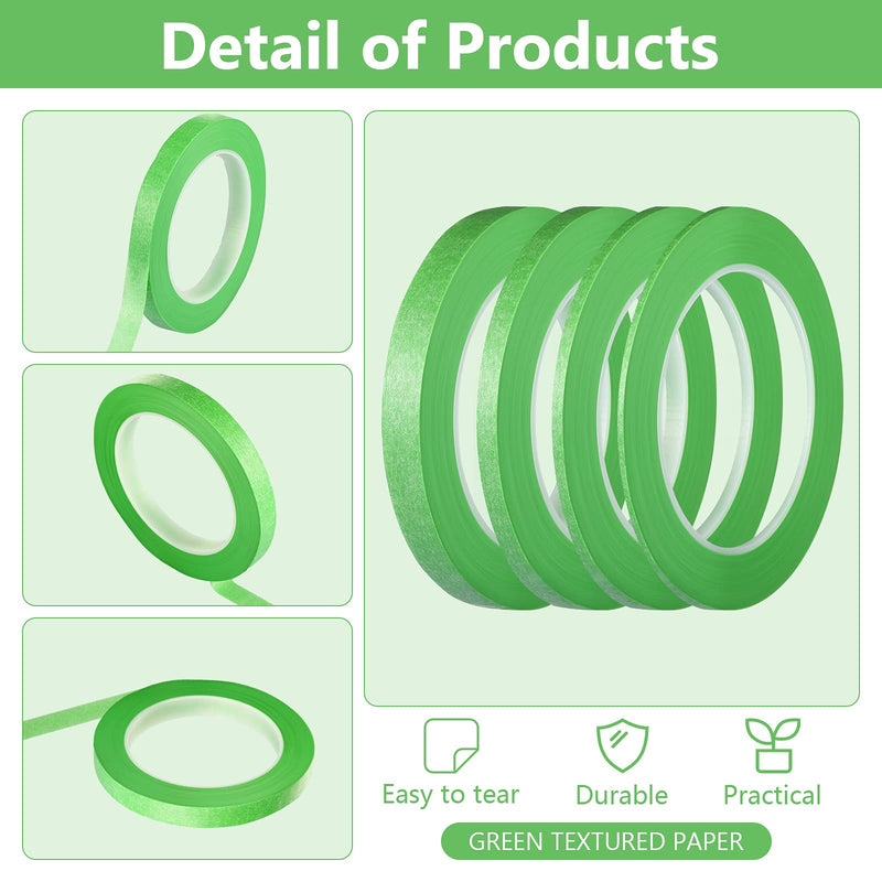 [Australia - AusPower] - 4 Rolls Pinstripe Tape, Masking Tape in 1/16, 1/8, 1/4 and 1/2 Inch Wide, Painters Automotive Masking Tape for DIY Car Auto Paint Art (Green, 52 yd) Green 
