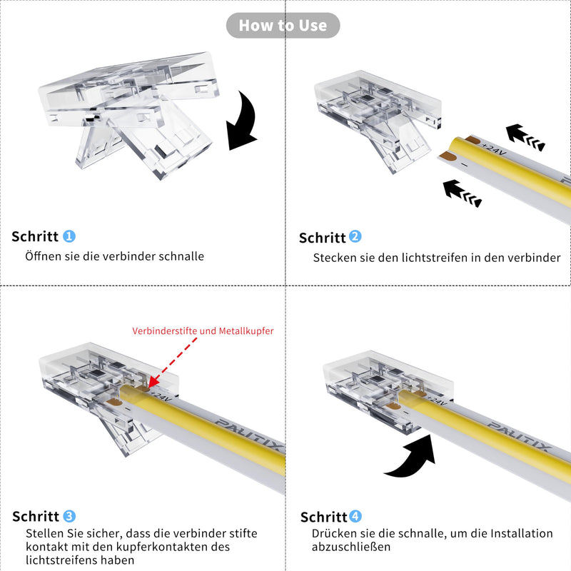 COB LED Strip Connector Set for 8 mm Wide COB Strips 2 Pin, 4 Pieces Transparent Centre Connectors, 2 Pieces L-Shape, 1 Piece T-Shape and 4 Pieces Dual-End Extension Wires 15 cm with 1 Piece DC 8mm connector Upgraded