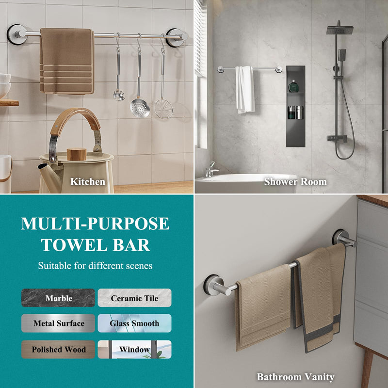Large Towel Bar for Bathroom Wall,Adjustable 17~29 Inch Towel Racks for Bathroom Wall Mounted,Towel Holder for Glass Shower Door,Bathroom Accessories,Apparment Essentials,Home Decor-Silver(2pcs) 2pcs Silver