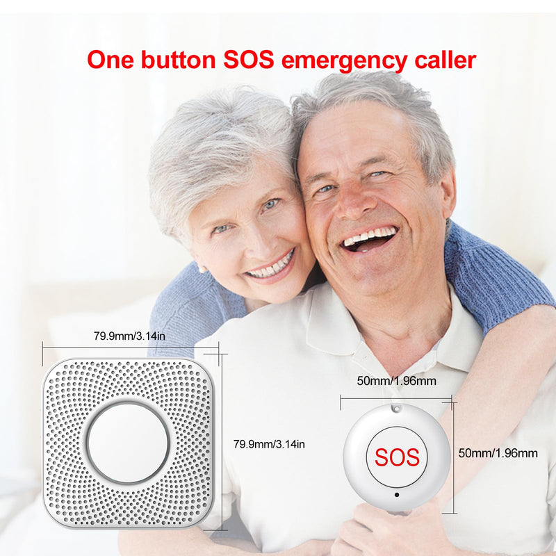 [Australia - AusPower] - XUK Wireless Caregiver Pager Call Button Elderly Nurse Alert System for Home/Elderly/Patient/Disabled 2 Plugin Receiver 1 Waterproof Transmitter, Elderly Fall Help System 500+ Feet IP55 Waterproof 2*Main units & 1*Round SOS 