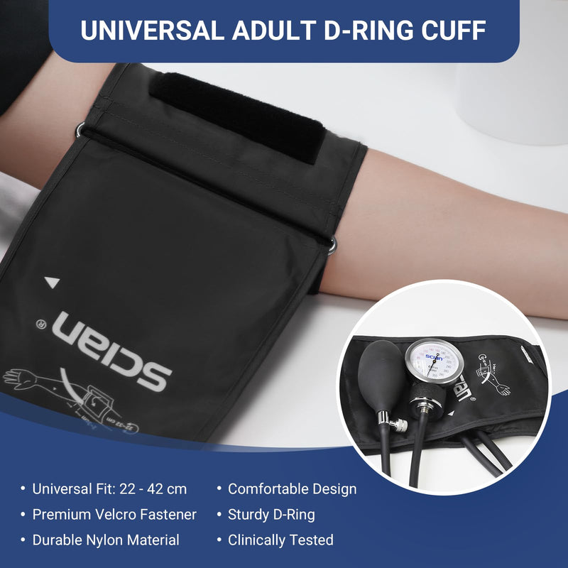[Australia - AusPower] - SCIAN Manual Blood Pressure Cuff - Aneroid Sphygmomanometer with European Cuff 8.7-16.5" and D-Ring, Come with Carrying Bag for Nurse Doctor Senior Adult, Black 