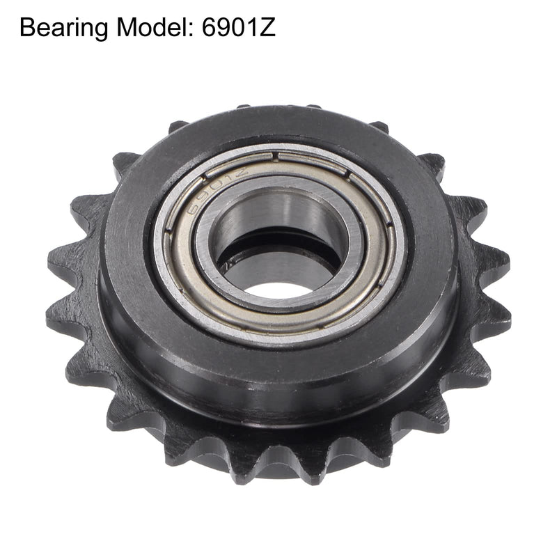 [Australia - AusPower] - uxcell #25 Chain Idler Sprocket, 12mm Bore 1/4" Pitch 20 Tooth Tensioner, Black Oxide Finish C45 Carbon Steel with Insert Double Bearing for ISO 04C Chains 