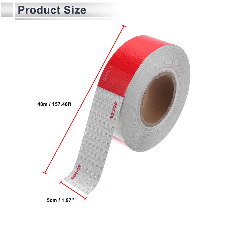 Reflective Tape 157.48ft x 1.97" Argyle Warning Safety Adhesive Tape Outdoor Reflector for Cars Trucks Red,White 1 Pc 157.48ft x 1.97"