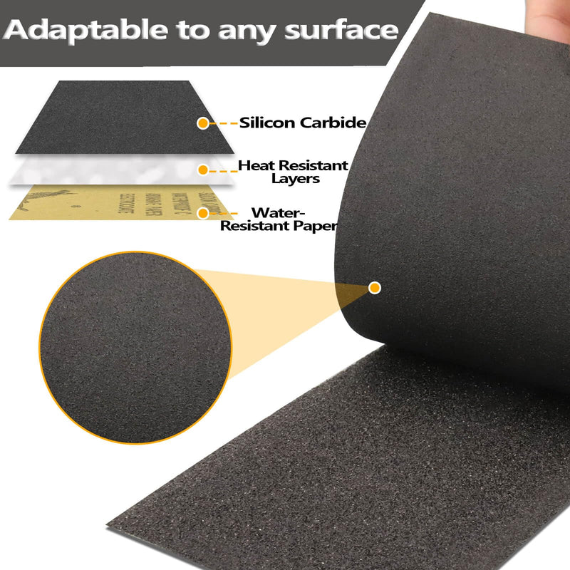 [Australia - AusPower] - STEBRUAM Professional Sandpaper Set 400 Grit, 21 Pieces Wet and Dry Sandpaper for Car/Wooden Furniture/Stone/Paint/Metal/Glass, 23 x 9 cm Emery Paper Silicon Carbide 21 Sheets 400 Grit 