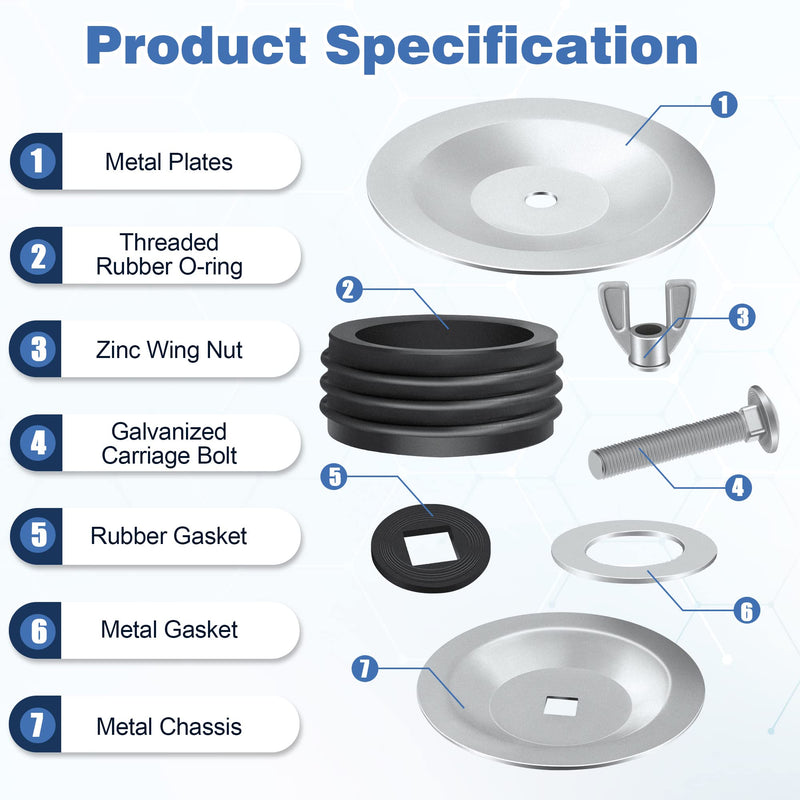 [Australia - AusPower] - Steel Mechanical Test Plug, Sturdy Sewer Cleanout Cap with Galvanized Screw and Wing Nut Fit for Most Pipe Sink Pool (4 Inch) 1 4 Inch 