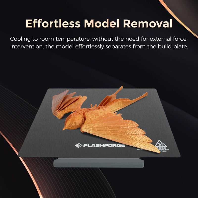 FLASHFORGE Adventurer 5M Series Smooth PEI Platform, Tool-Free Model Removal, Automatic Separation After Cooling, Glue-Free Printing for PLA and TPU Filament Smooth PEI Plate