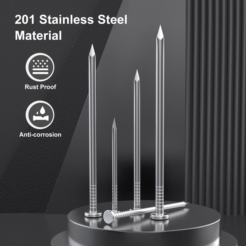 [Australia - AusPower] - 300PCS Stainless Steel Hardware Nails, 1-1/2 Inch Flat Head Nails for Hanging Pictures, Picture Hanging Nails, Small Nails, Wall Nails, Wood Nails, Finishing Nail 1-1/2 In (300 Nials) Silver 
