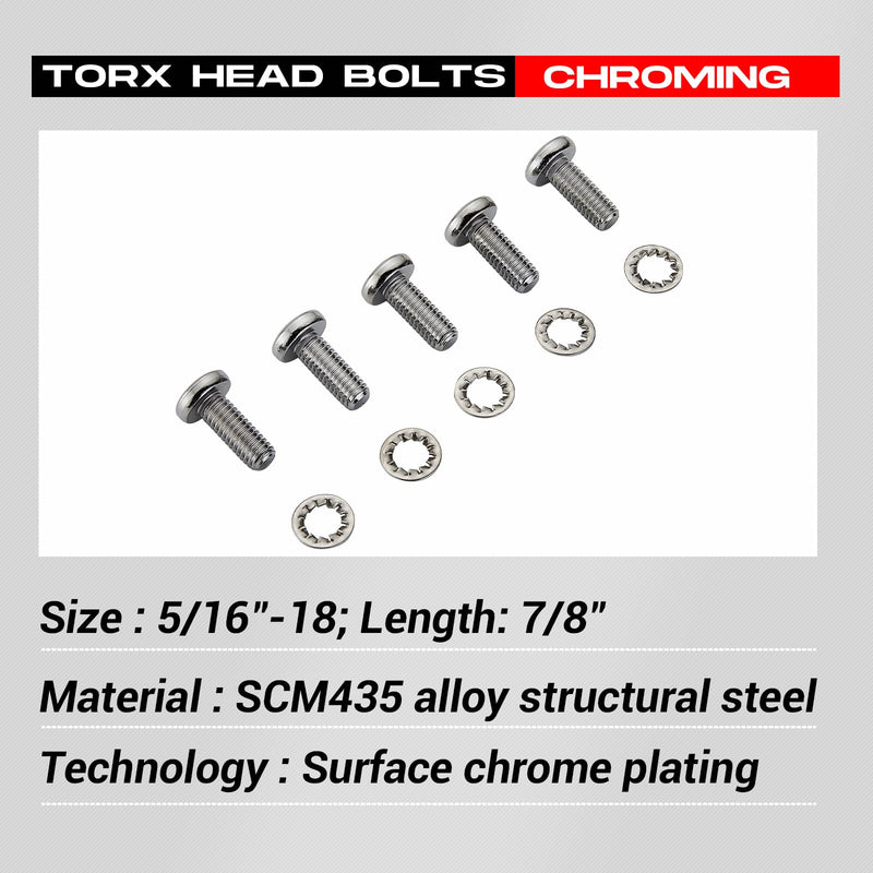 10PCS Screws Chrome Front Disc Brake Rotor TORX Bolts Fit for Harley davidson Touring Dyna Softail Sportster Street Glide with Cast Wheels OEM #43655 5/16-18*2