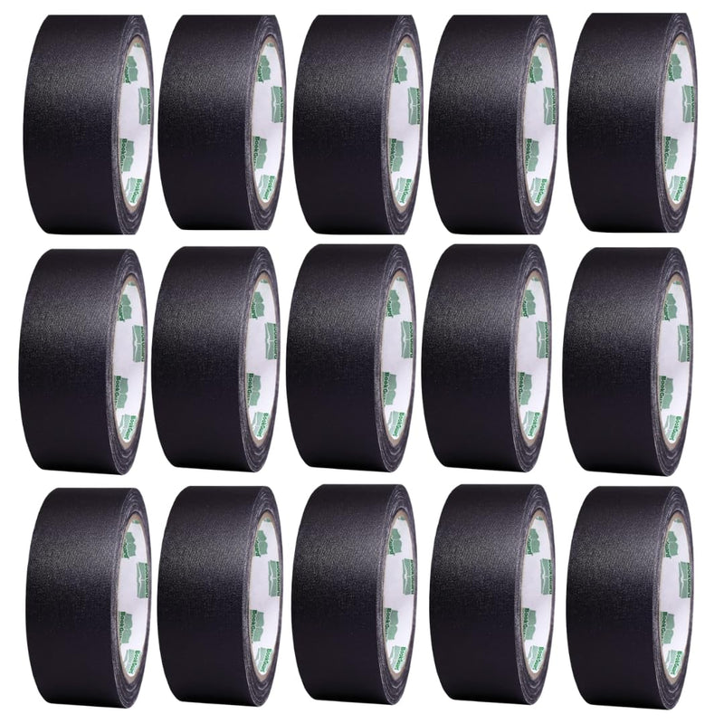 BookGuard 1-1/2 Inch Wide Bookbinding Tape, Ideal for Arts, Office, and Library Supplies, Vinyl Coated Cotton Cloth Book Repair Tape - 15 Yards, Black - Case of 15