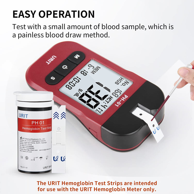 50 Test Strips (Test Strips Only) for URIT Blood Hemoglobin Test Meter PH-01/PH-01A