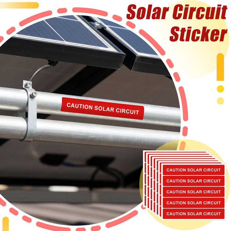 250 Pcs Caution Solar Circuit Stickers - Pv Safety Warning Labels Photovoltaic System Safety Vinyl Sign for Solar Installers