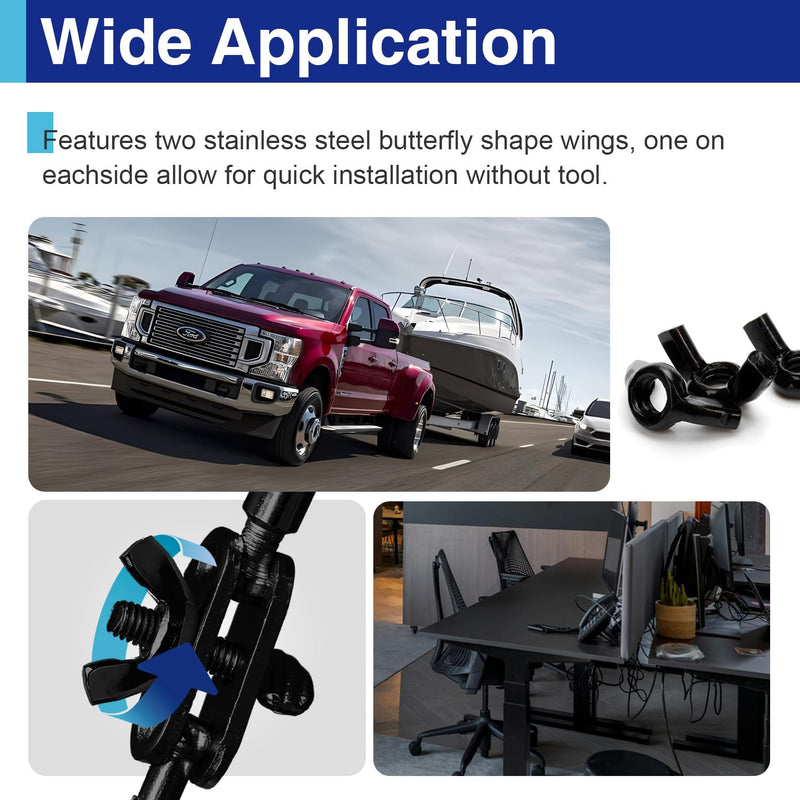 [Australia - AusPower] - 28PCS M6 Metric Wing Nuts kit, Zinc Plating-Black Wing Nuts Butterfly Fasteners, Hand Twist Tighten Ear Butterfly Nut Kitfor Easy Assembly and Secure Fit Furniture 28Pcs M6 