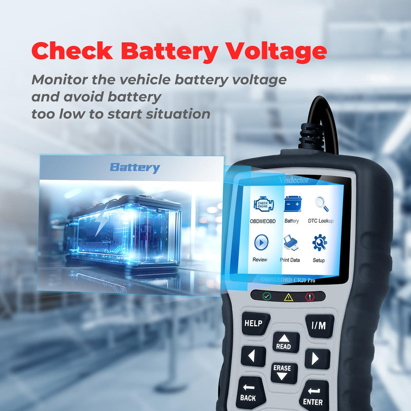 [Australia - AusPower] - CR20 Pro Enhanced Universal OBD2 Scanner Car Code Reader Check Engine Fault Reader to Turn Off CEL Light, Read & Clear DTCs, Data Graphing, Voltage Test, Silver/Black 