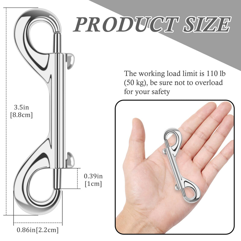 [Australia - AusPower] - ERKOON Extra Large 3.5 inch Double Ended Bolt Snaps Hooks 110lbs Load Capacity Zinc Alloy Buckles for Cats Dogs Horses Heavy Duty Trigger Snap for Water Bucket/Horse Feed/Hammocks/Key Chain 8 Pack 