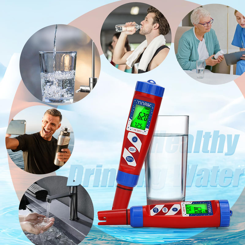 [Australia - AusPower] - Hydrogen Water Tester, pH Tester, Digital pH Meter for Hydrogenated Water,H2 Meter(PPB/PPM), ORP Meter Hydrogen Water Bottle Test, pH ORP Meter for hydroponics/Swimming Pool 