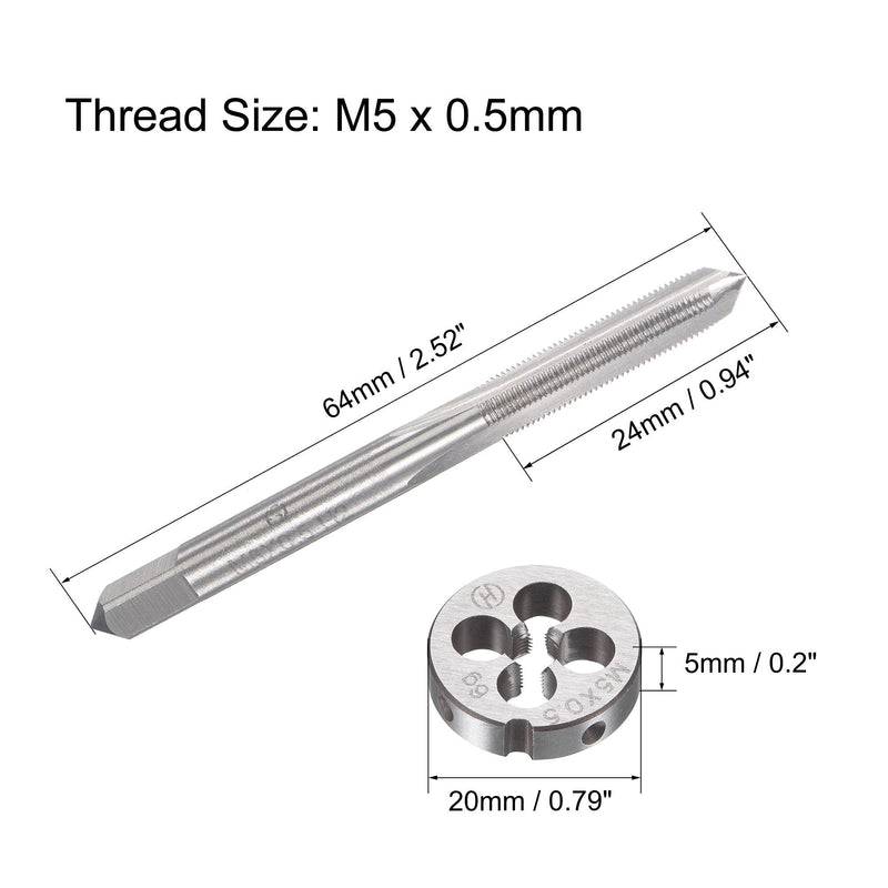 [Australia - AusPower] - uxcell M5 x 0.5mm Metric Tap and Die Set, Machine Thread Screw Tap with Round Threading Die, Tap & Die Kit for Nut Screw Bolt Thread Repair 