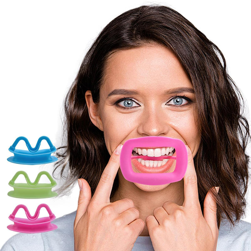 Pack of 3 Reusable Mouth Openers, Mouth Dilation, Lip Retractor | Cheek holder made of soft silicone, autoclavable, pink, green, blue. Ideal for dentists, clinics & teeth whitening