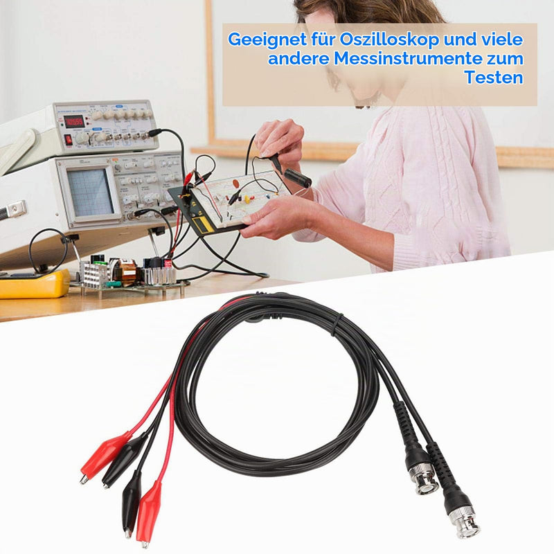 Akozon Test Leads 2 Pieces BNC Crocodile Clip Test Leads P1011 BNC Q9 to Dual Crocodile Clip Oscilloscope Measuring Tip Measuring Cable