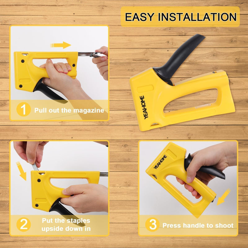 [Australia - AusPower] - YEAHOME Light Duty Staple Gun, Upholstery Staple Gun with 1000PCS JT 21 Staples of 5/16 inch, Stapler Gun for Wood, Classroom, Crafts, DIY, Decoration 
