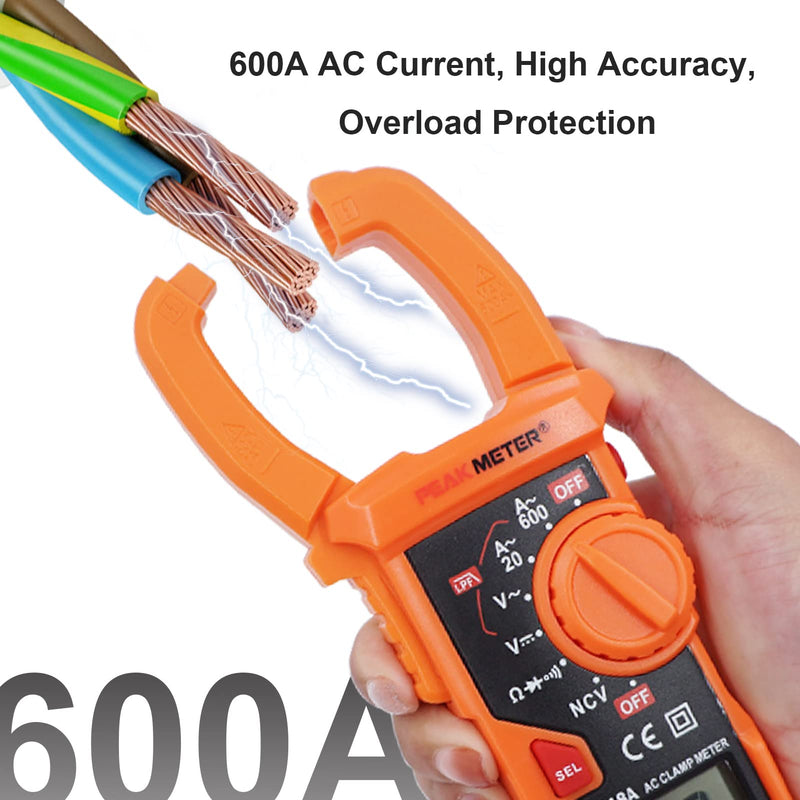 [Australia - AusPower] - Digital Clamp Meter Auto-Ranging Multimeter Amp Voltage Tester Measure AC Current 600 A, AC/DC Voltage, Resistance, NCV, LPF, Diodes, Continuity and Backlight for Electricians 